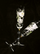 custom hand-painted champagne flutes with white floral design